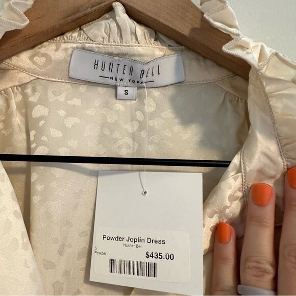 NWT Hunter Bell White Silk Joplin Mini Dress Powder Leopard Small - Picture 12 of 12